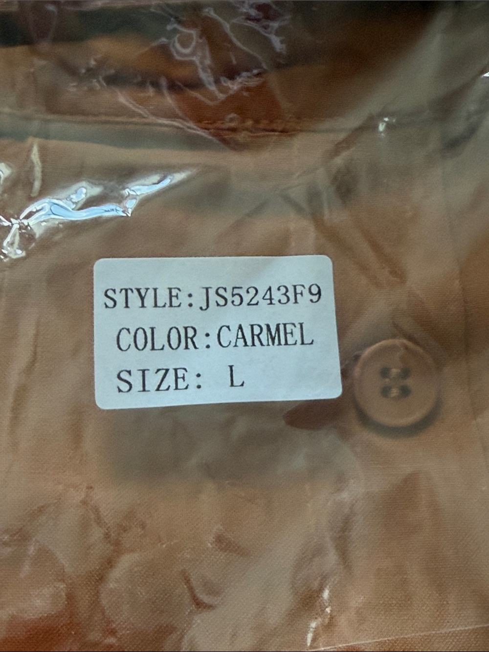 Button-Front A-Line Skirt in Carmel Tan size large - Picture 3 of 6